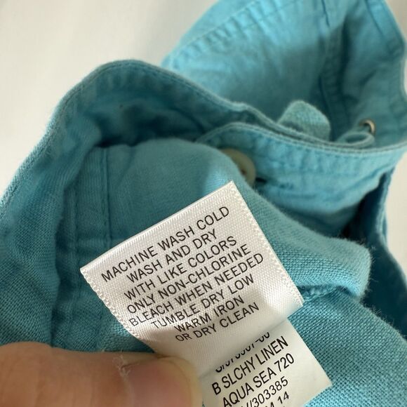 Banana Republic Linen Blend Shorts Women's 4 Blue Button Zip Drawstring Pockets - Picture 7 of 9